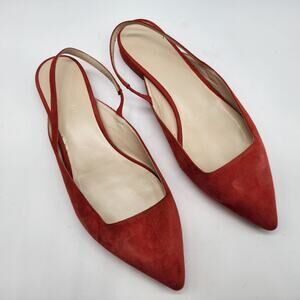 Everlane The Editor Slingback Flats Red Suede Pointy Toe Size 9.5